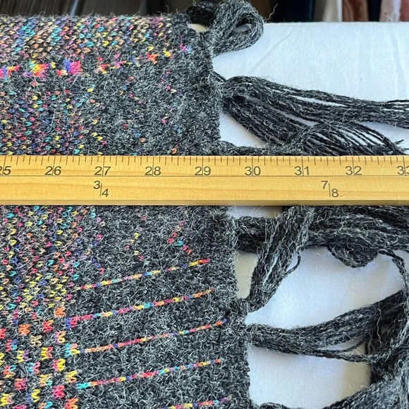 Dreamers Womens Open Front Cardigan Size M Patchwork Fringe Trim Boho Artsy Boho - Picture 9 of 10